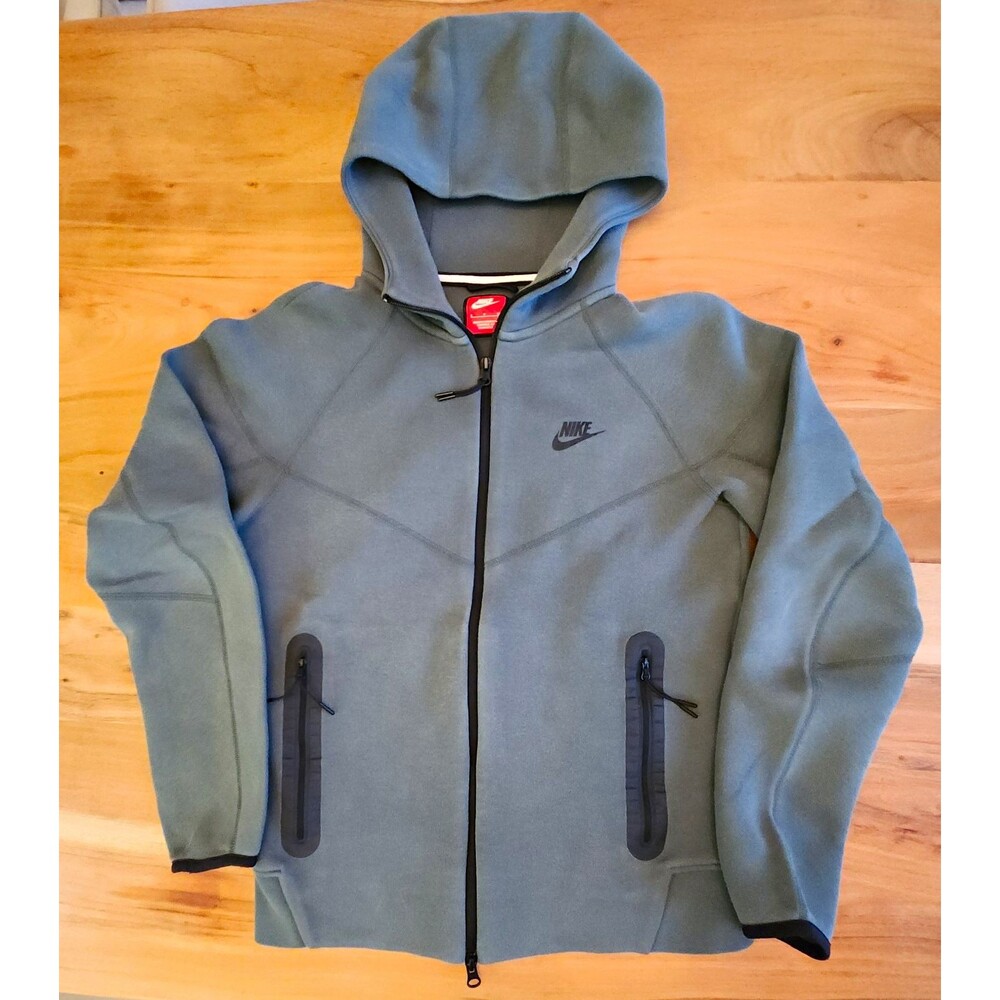 Nike Tech Fleece Full Zip Hoodie Small Teal Green Chevron Windrunner FB7921 338